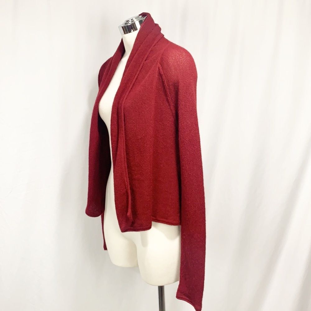 Peruvian Connection Maroon Open Front Cardigan Xs - image 3
